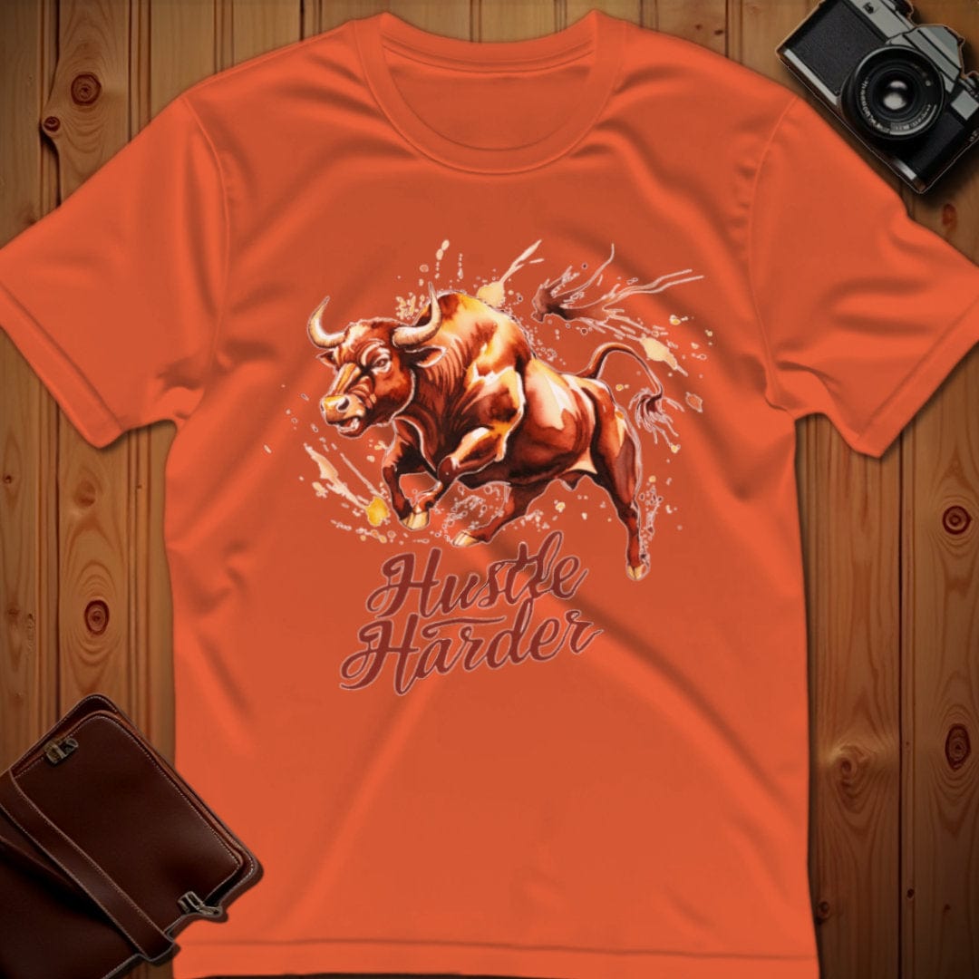 Bull Tee β Hustle Harder β Bold Vibrant Art | Lazy Day Outfit