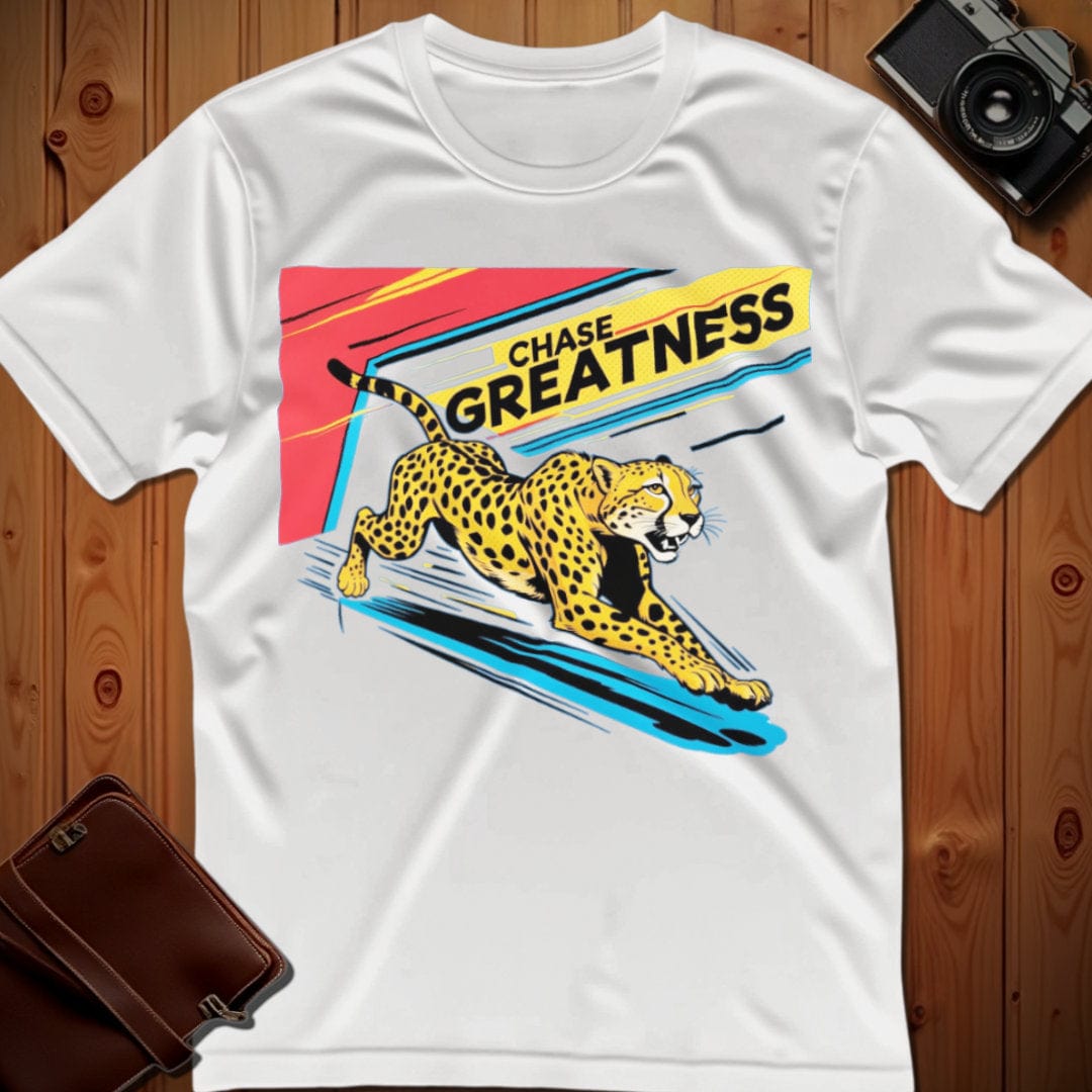 Cheetah Tee β Chase Greatness β Bold Vibrant Art