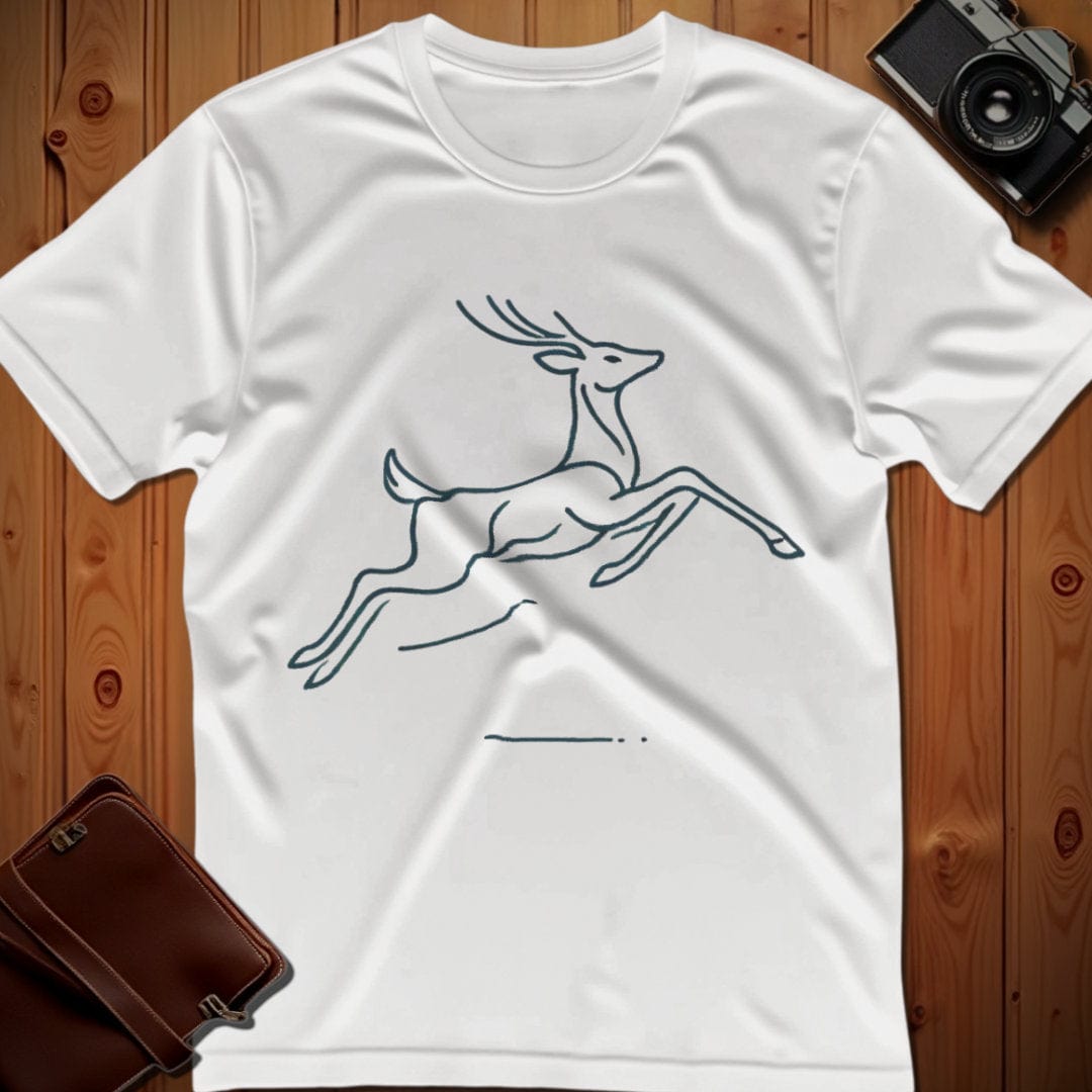 Deer Tee β Minimalist Jumping β Bold Vibrant Art