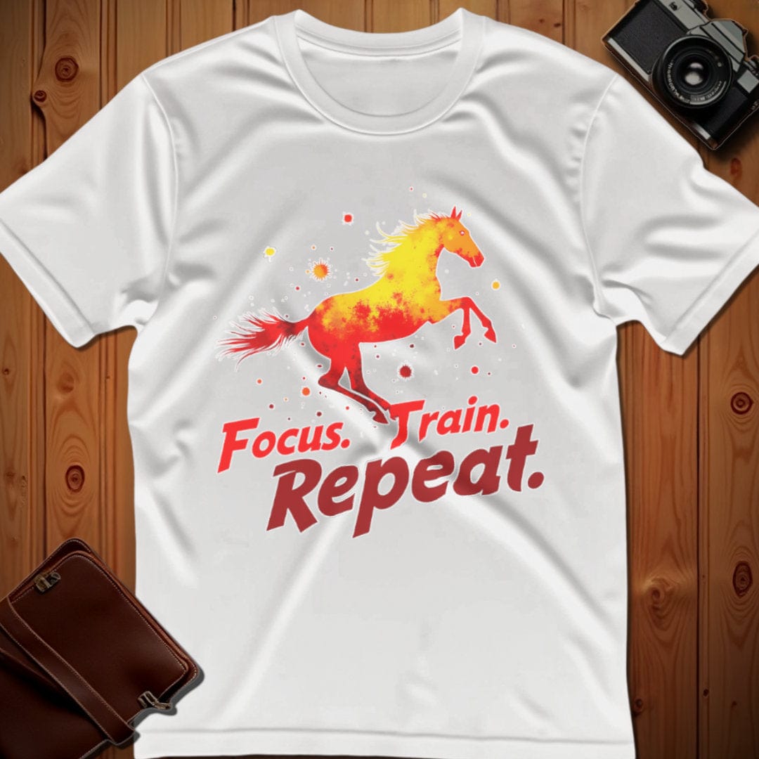 Horse Tee β Focus Train Repeat β Bold Vibrant Art