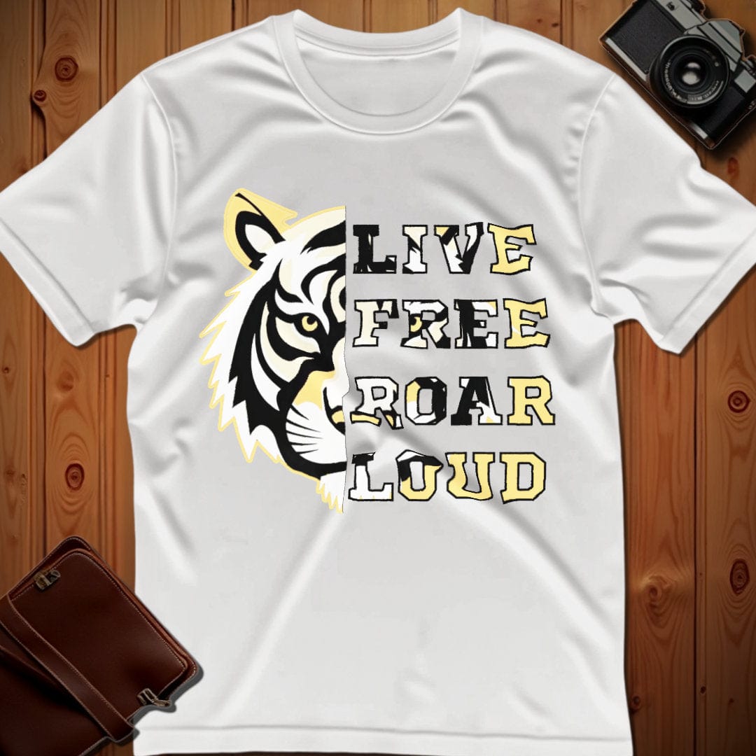 Tiger Tee β Live Free Roar Loud β Bold Vibrant Art
