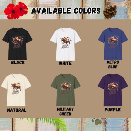 Bull Tee – Hustle Harder – Bold Vibrant Art | Lazy Day Outfit