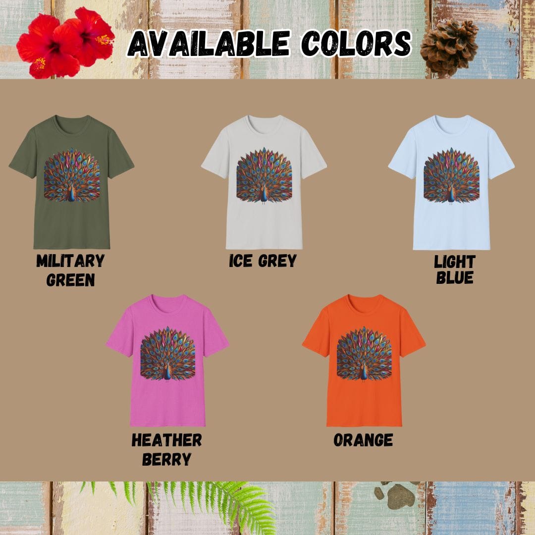 Peacock Tee – Teardrop Feathered – Bold Vibrant Art