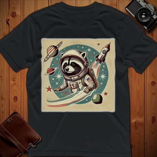 Racoon Tee – Vintage Rocket – Bold Vibrant Art