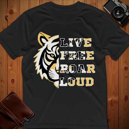 Tiger Tee – Live Free Roar Loud – Bold Vibrant Art