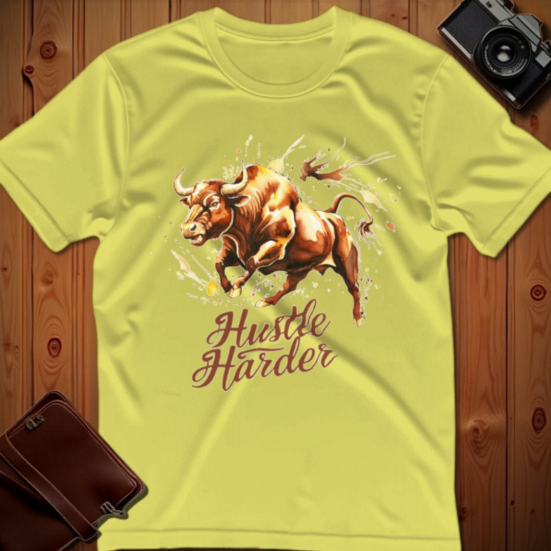 Bull Tee – Hustle Harder – Bold Vibrant Art | Lazy Day Outfit