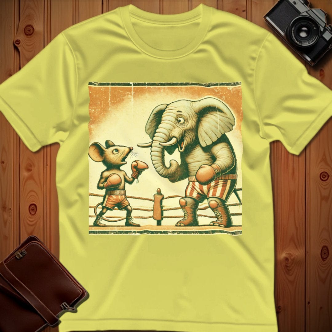 Mouse, Elephant Tee – Boxing Match – Boxing – Bold Vibrant Art
