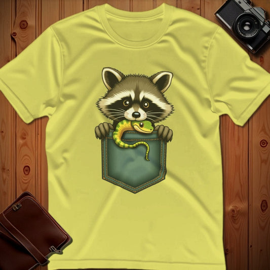 Racoon Tee – Pocket – Bold Vibrant Graphic | Outdoor Adventure