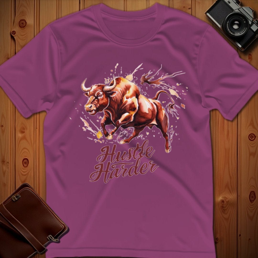 Bull Tee – Hustle Harder – Bold Vibrant Art | Lazy Day Outfit