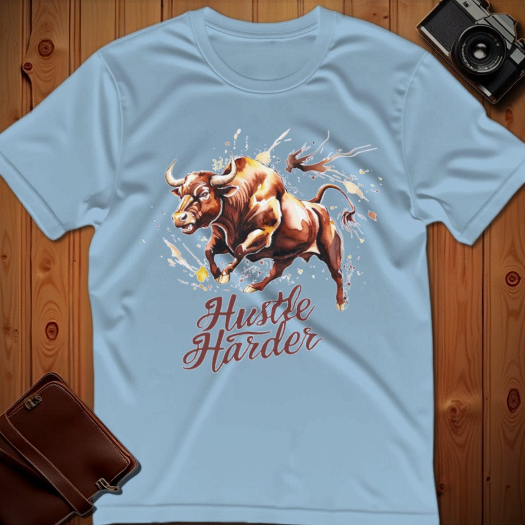 Bull Tee – Hustle Harder – Bold Vibrant Art | Lazy Day Outfit