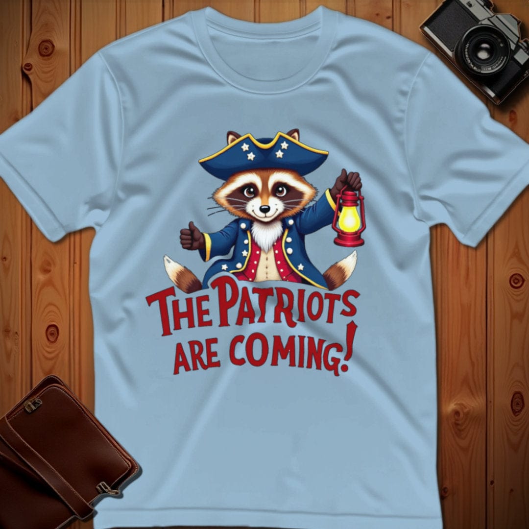 Raccoon Tee – Patriots are coming – Bold Vibrant Art