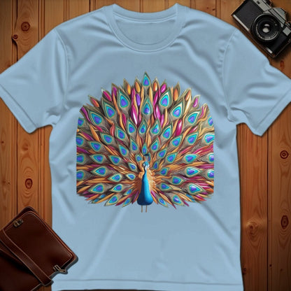 Peacock Tee – Teardrop Feathered – Bold Vibrant Art