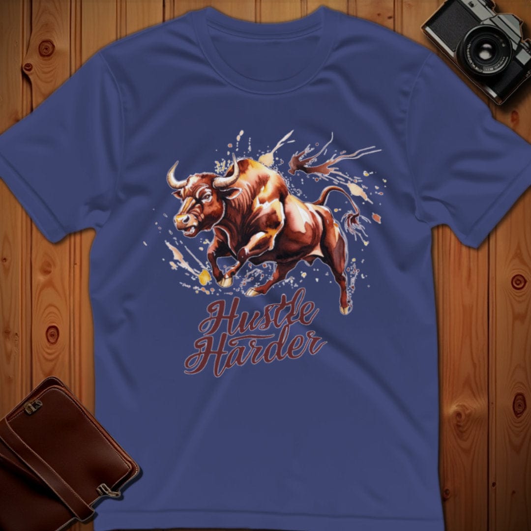 Bull Tee – Hustle Harder – Bold Vibrant Art | Lazy Day Outfit