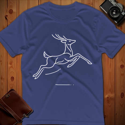 Deer Tee – Minimalist Jumping – Bold Vibrant Art