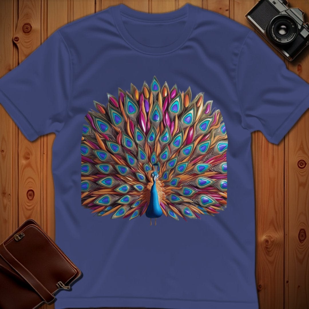 Peacock Tee – Teardrop Feathered – Bold Vibrant Art