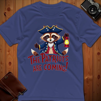 Raccoon Tee – Patriots are coming – Bold Vibrant Art