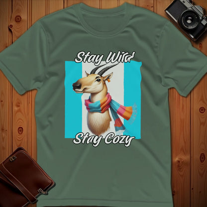 Saige Antelope Tee – Stay Wild Stay Cozy – Bold Vibrant Art