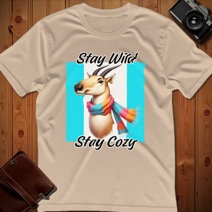 Saige Antelope Tee – Stay Wild Stay Cozy – Bold Vibrant Art