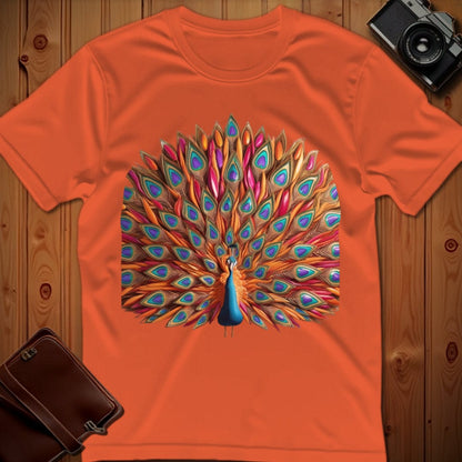 Peacock Tee – Teardrop Feathered – Bold Vibrant Art