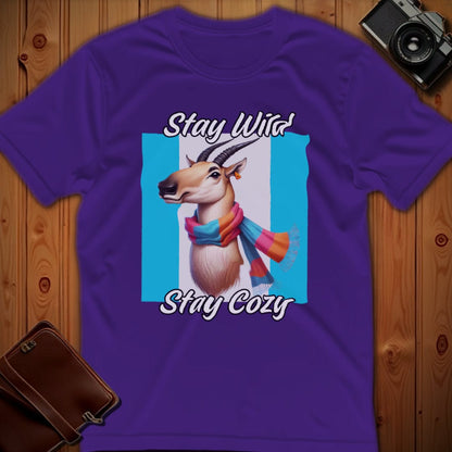 Saige Antelope Tee – Stay Wild Stay Cozy – Bold Vibrant Art