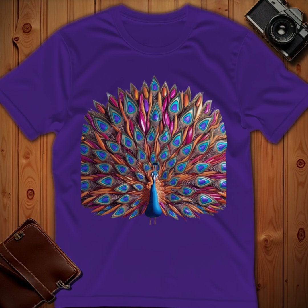 Peacock Tee – Teardrop Feathered – Bold Vibrant Art