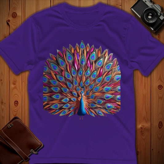 Peacock Tee – Teardrop Feathered – Bold Vibrant Art
