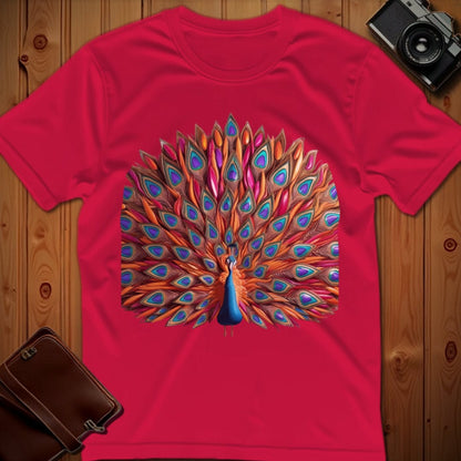 Peacock Tee – Teardrop Feathered – Bold Vibrant Art