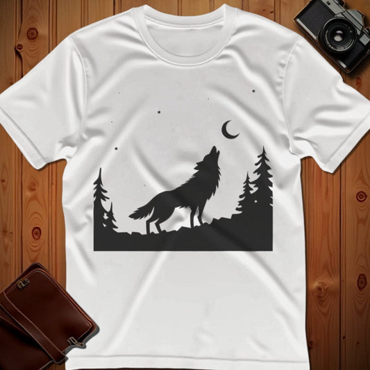 Wolf Tee – Minimalist Howling – Bold Vibrant Art