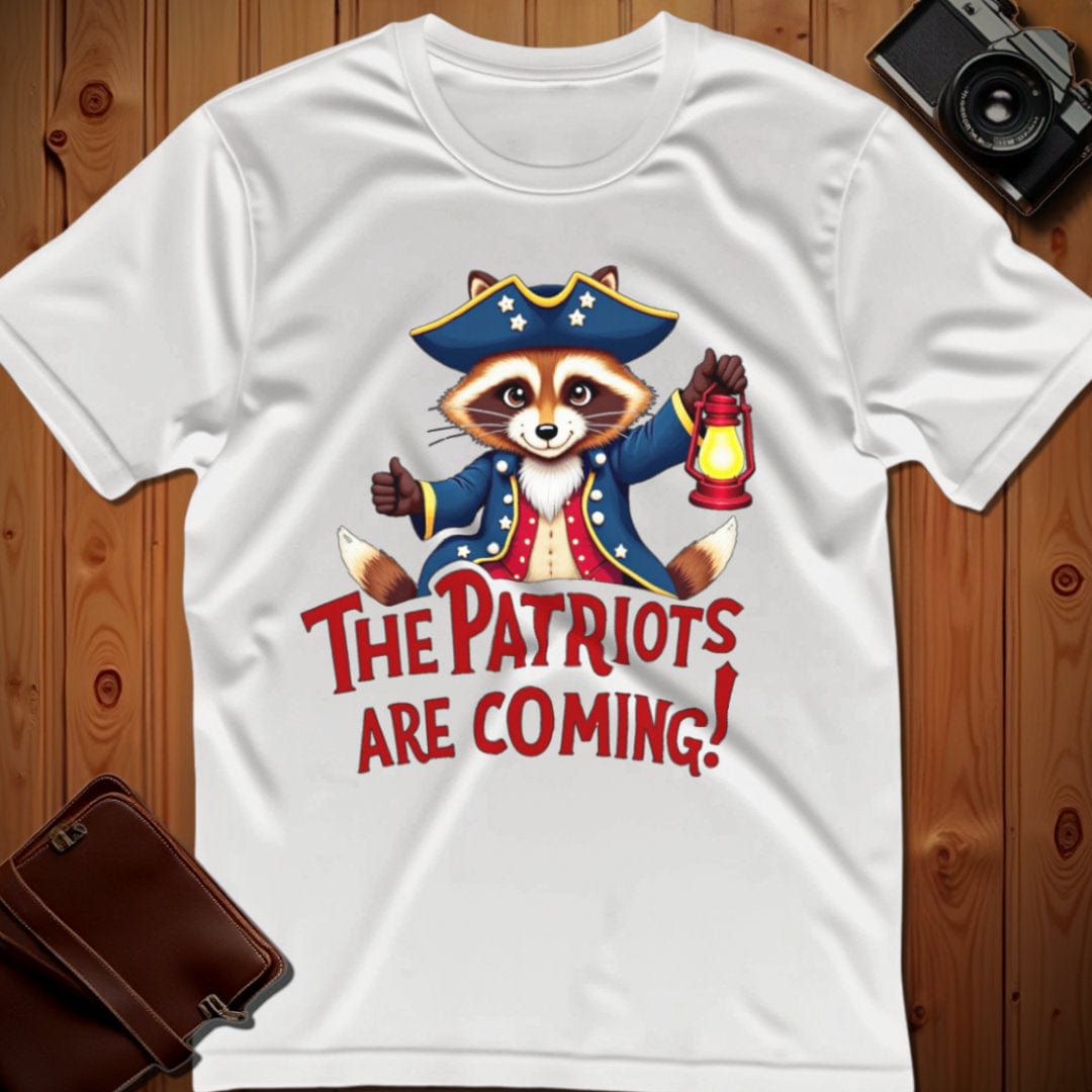 Raccoon Tee – Patriots are coming – Bold Vibrant Art