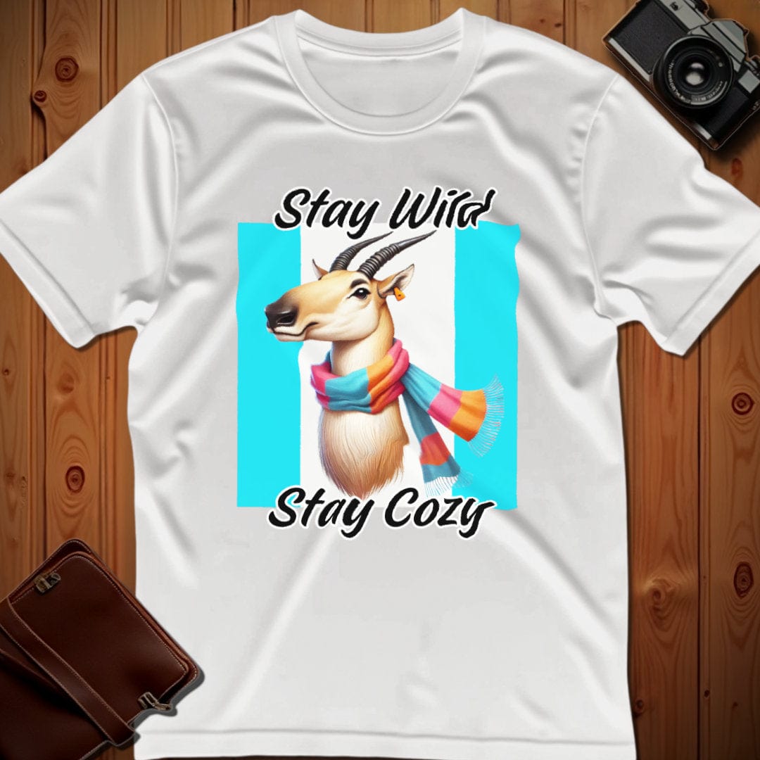 Saige Antelope Tee – Stay Wild Stay Cozy – Bold Vibrant Art