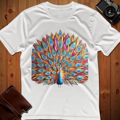 Peacock Tee – Teardrop Feathered – Bold Vibrant Art