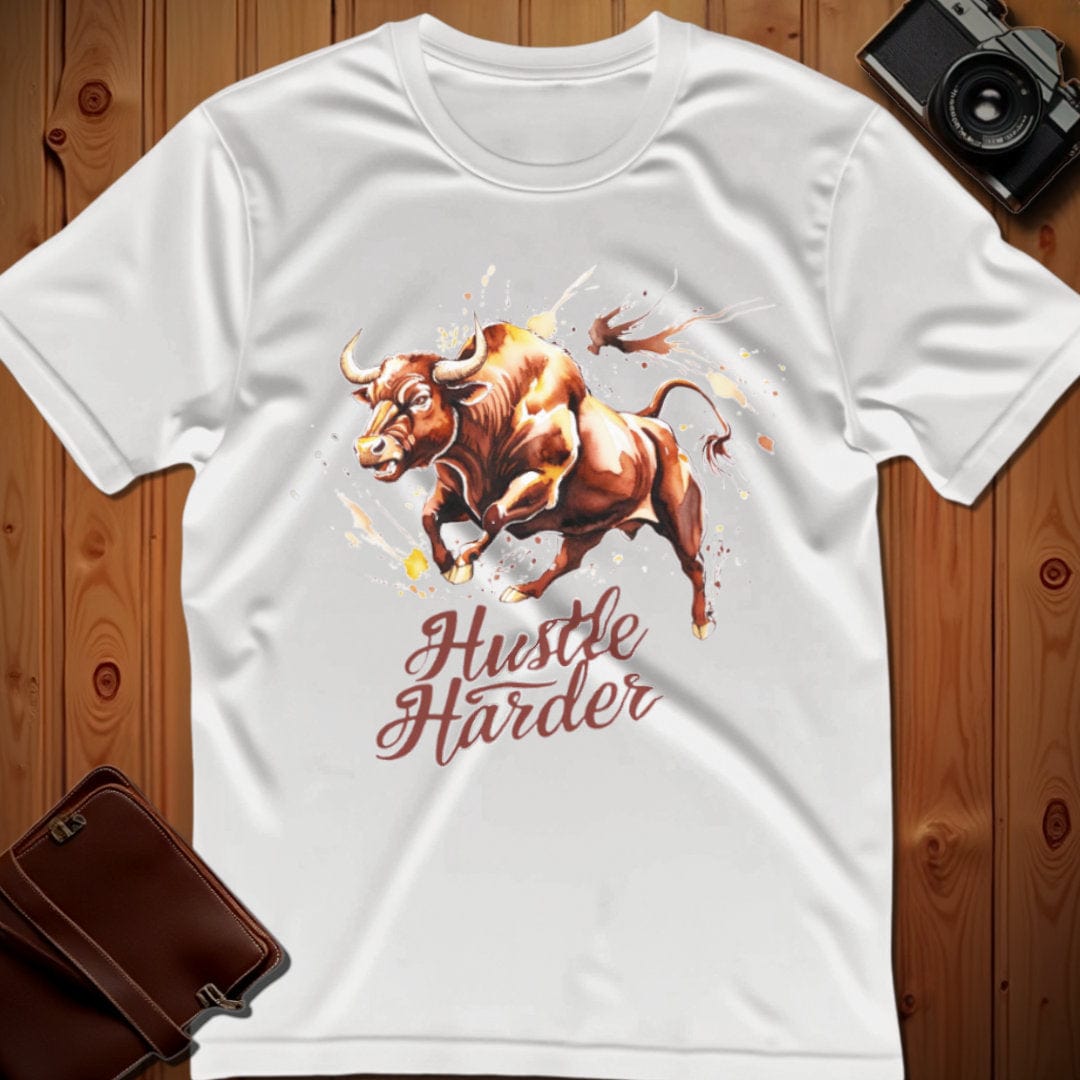 Bull Tee – Hustle Harder – Bold Vibrant Art | Lazy Day Outfit